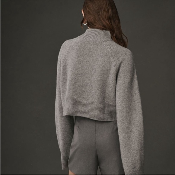 Reformation Cashmere Garrett Cropped Gray Turtleneck Sweater Sz XL NEW - Picture 3 of 16